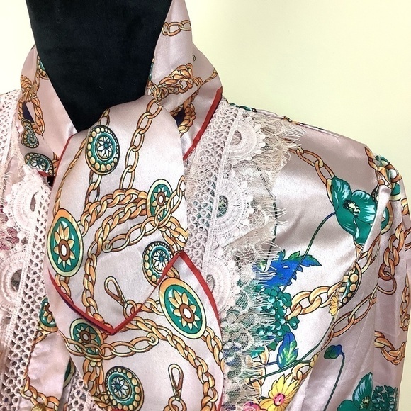 DALIA MACPHEE WHIMSICAL FLORAL SATIN SILKY PINK DRESS - Picture 4 of 12